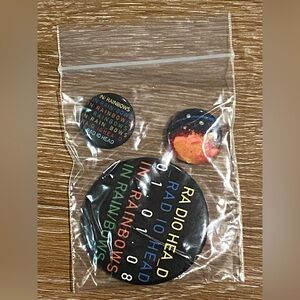 Authentic RADIOHEAD IN RAINBOWS Promo Button Pin Set (3)
